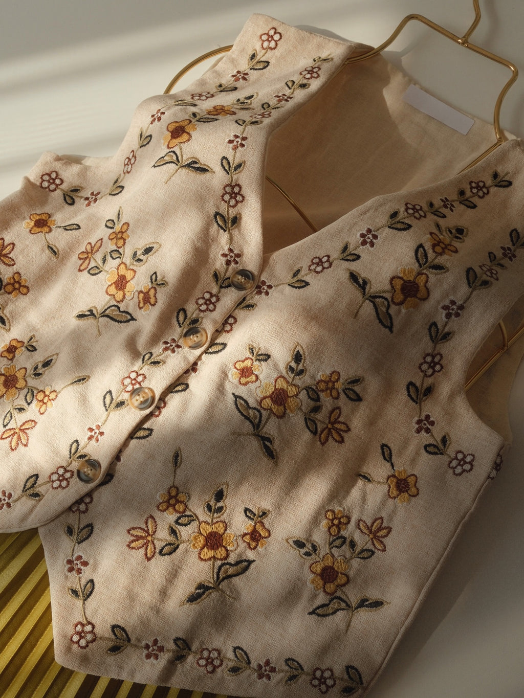 Embroidered Floral Linen Blouse