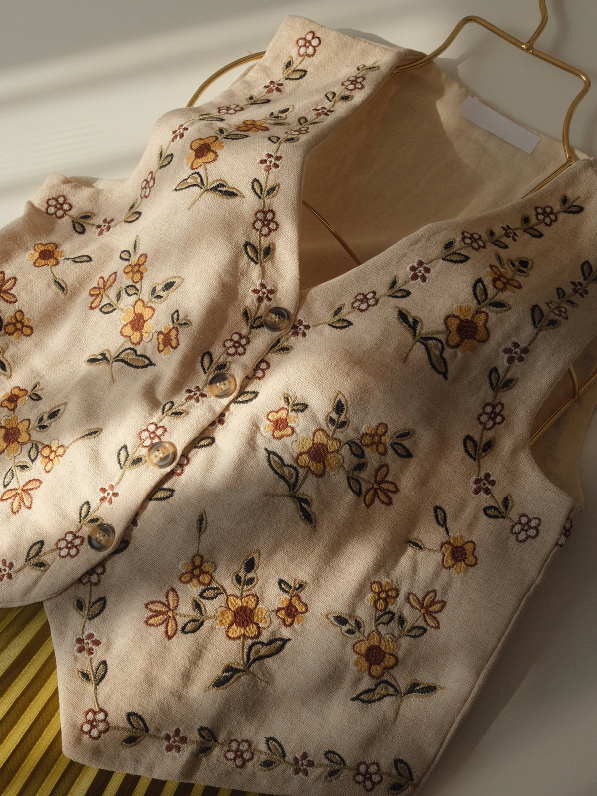 Embroidered Floral Linen Blouse