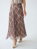 Pleated Plaid Midi Skirt