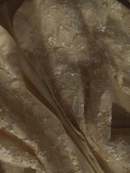 Beige Floral Jacquard Jacket