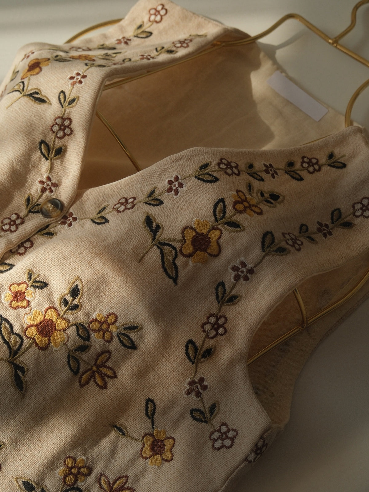 Embroidered Floral Linen Blouse